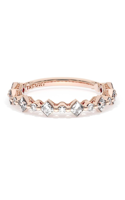 Carré and Round Diamond Wedding Band, 3.70mm