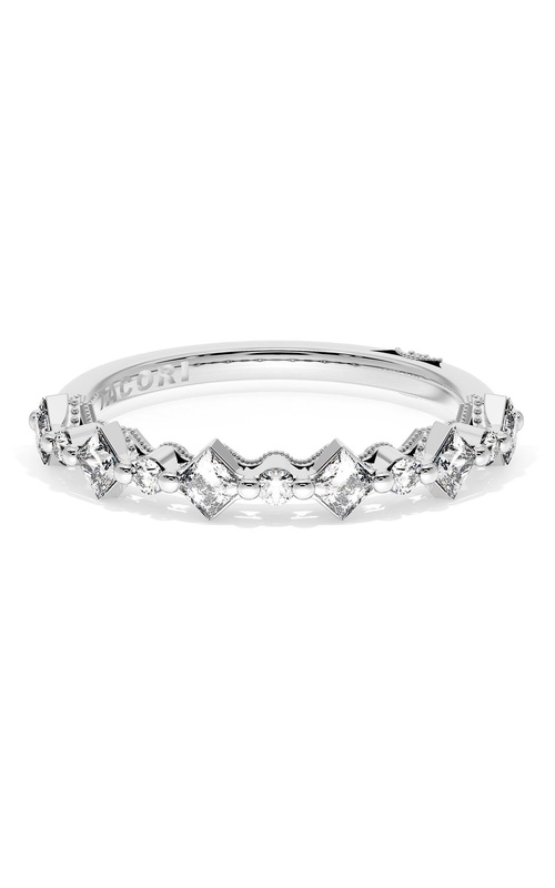 Carré and Round Diamond Wedding Band, 3.70mm
