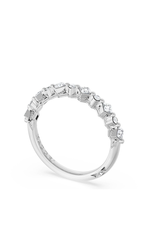 Carré and Round Diamond Wedding Band, 3.70mm