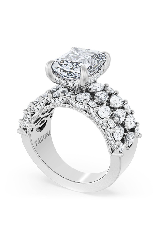 Emerald Solitaire Engagement Ring w/ North South Marquise & Pear Band