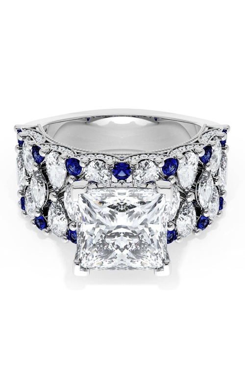 Princess Solitaire Engagement Ring w/ North South Marquise & Pear Band