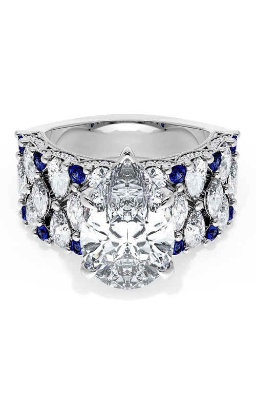 Pear Solitaire Engagement Ring w/ North South Marquise & Pear Band