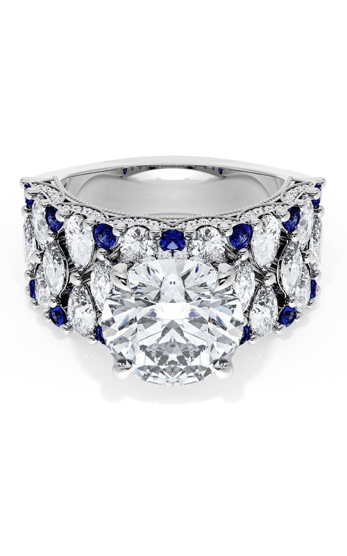 Round Solitaire Engagement Ring w/ North South Marquise & Pear Band