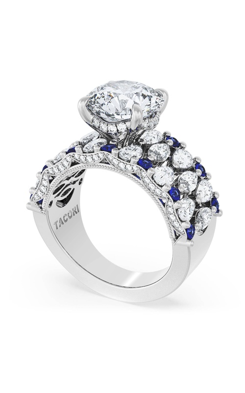 Round Solitaire Engagement Ring w/ North South Marquise & Pear Band