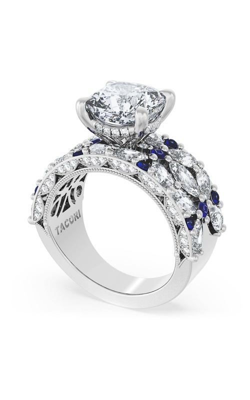Cushion Solitaire Engagement Ring w/ Marquise & Pear Band