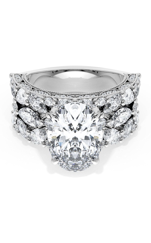 Oval Solitaire Engagement Ring w/ Marquise & Pear Band