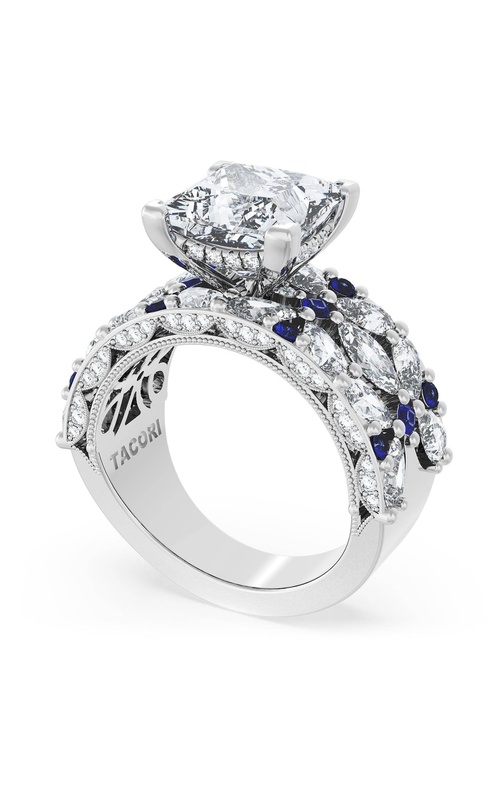 Princess Solitaire Engagement Ring w/ Marquise & Pear Band