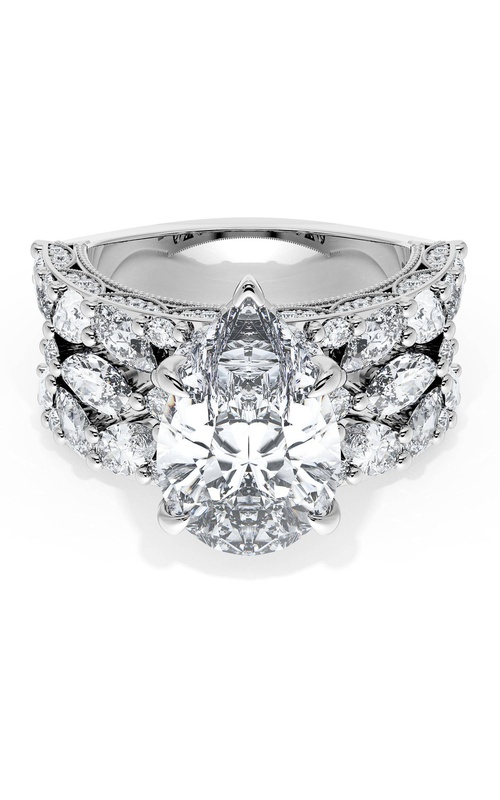 Pear Solitaire Engagement Ring w/ Marquise & Pear Band