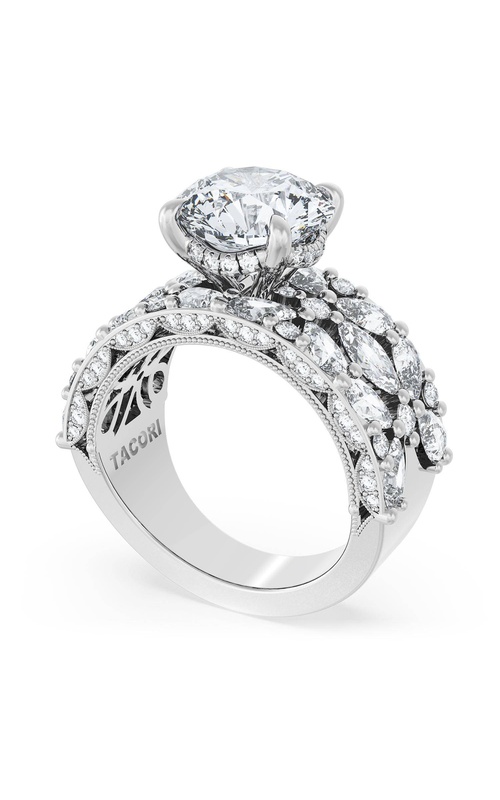 Round Solitaire Engagement Ring w/ Marquise & Pear Band