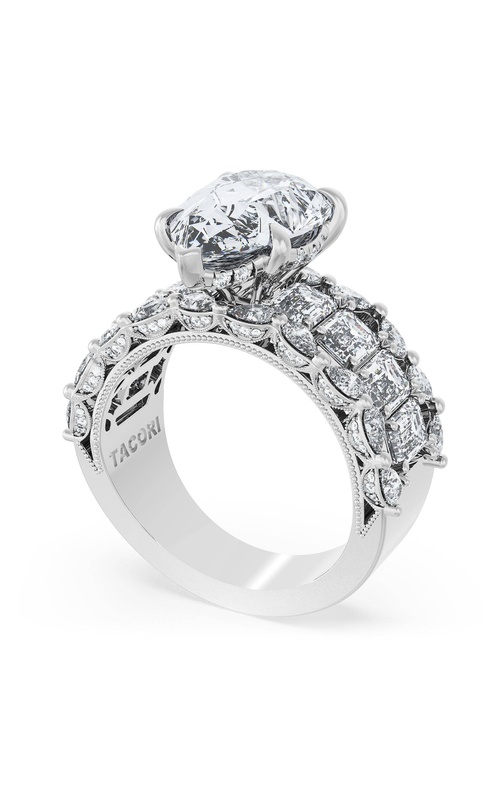 Pear Solitaire Engagement Ring w/ Emerald & Pear Band