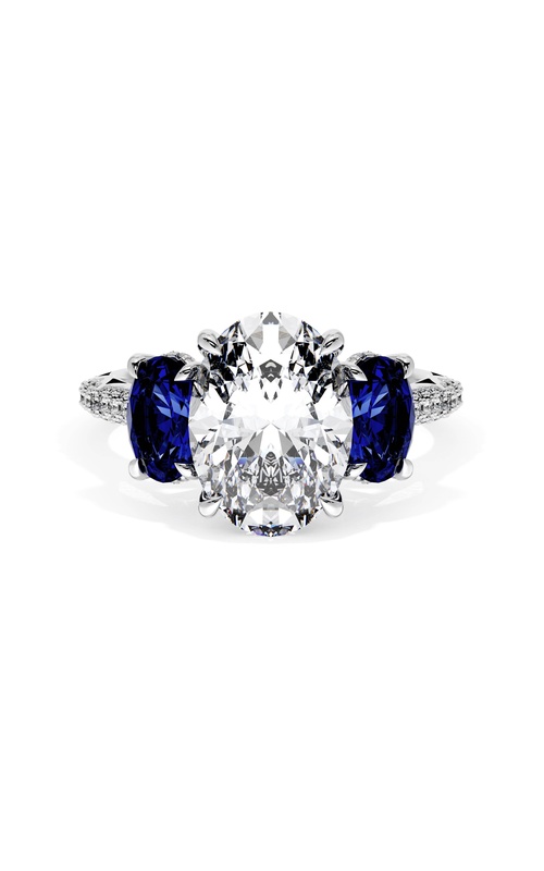 Oval 3-Stone Engagement Ring in Blue Sapphire