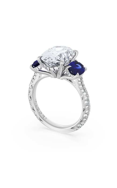 Oval 3-Stone Engagement Ring in Blue Sapphire