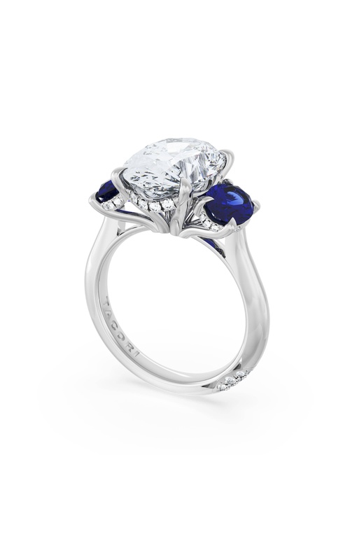 Oval 3-Stone Engagement Ring in Blue Sapphire