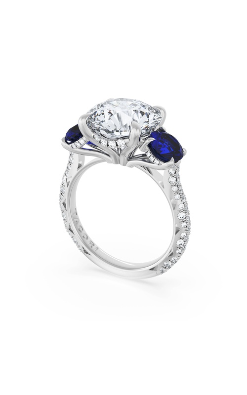 Round 3-Stone Engagement Ring in Blue Sapphire
