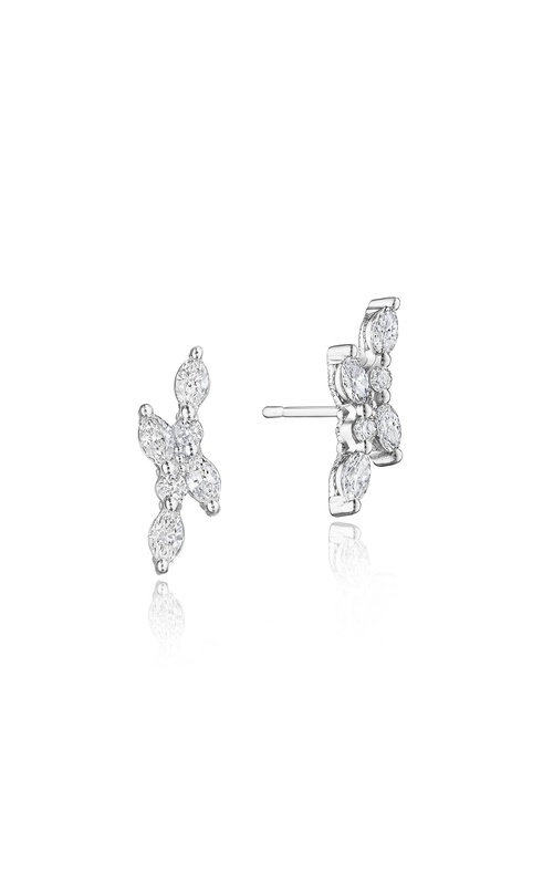 Marquise and Round Diamond Stud Earrings in 18kt White Gold