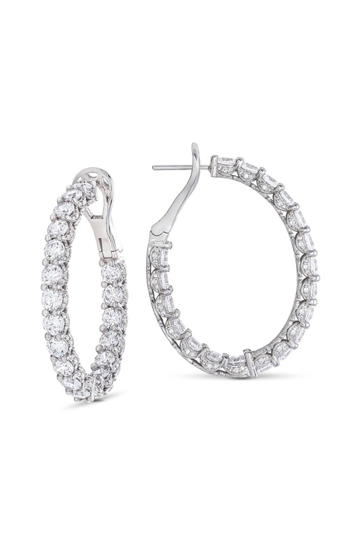 Round Cut Oval Diamond Hoop Earrings