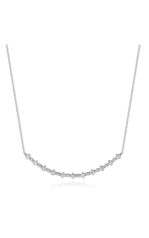 Carré and Round Diamond Necklace in 18kt White Gold