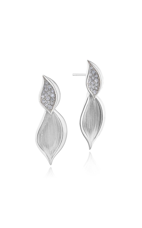 Petal Diamond Pavé Drop Earring in 18kt White Gold