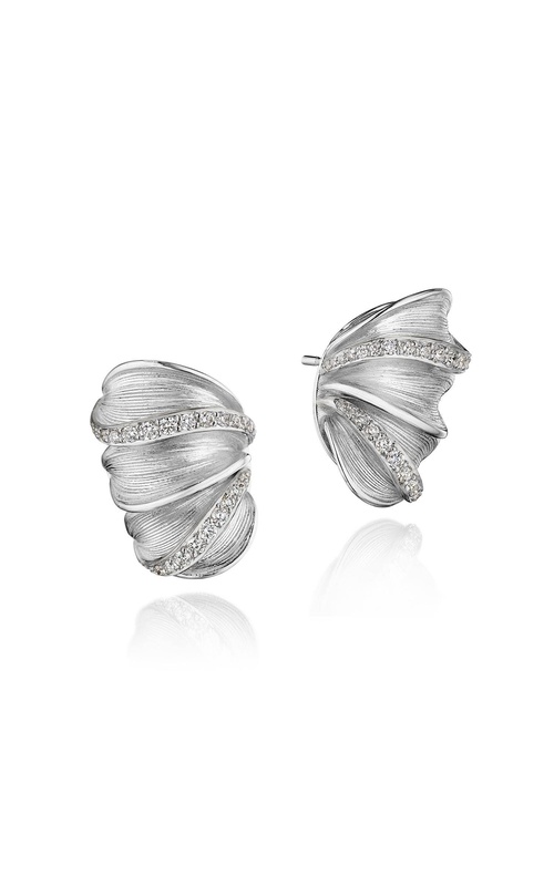 Multi Petal Diamond Huggie Earrings in 18kt White Gold