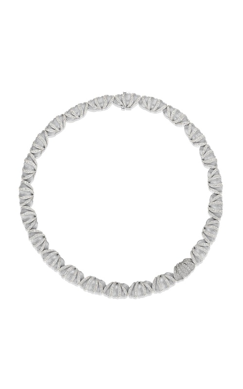 Multi Petal Diamond Necklace in 18kt White Gold
