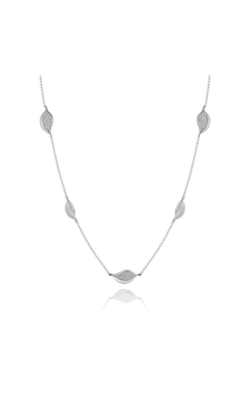 Petal Diamond Pavé Station 18 Necklace in 18kt White Gold