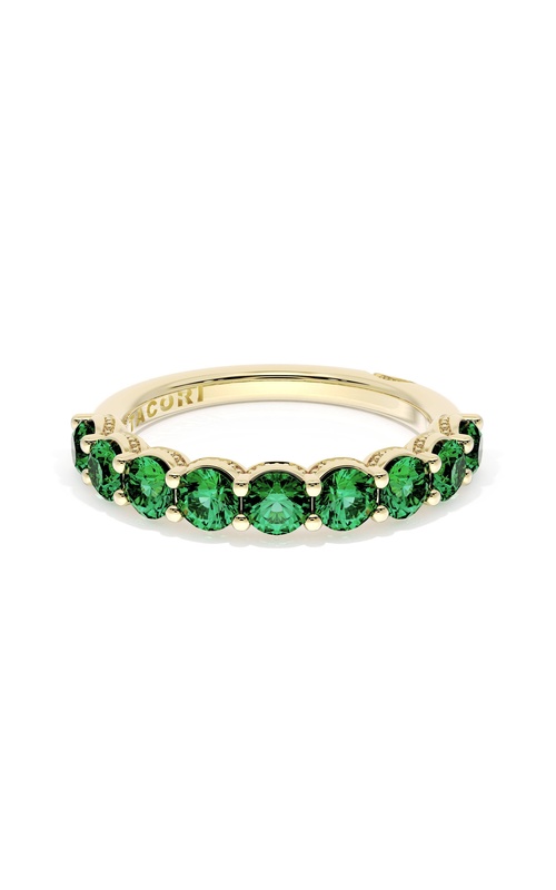 Round Cut Emerald Eternity Band in 18kt Yellow Gold