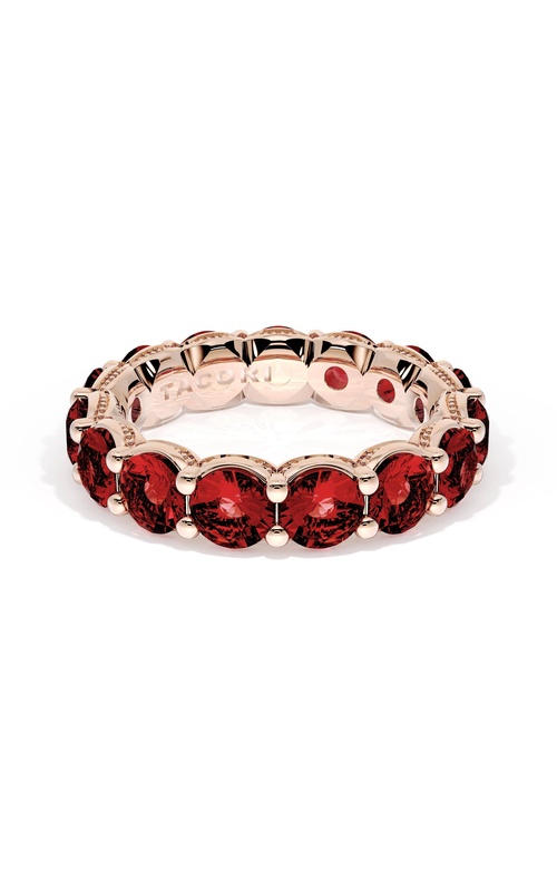 Round Cut Ruby Eternity Band in 18kt Rose Gold