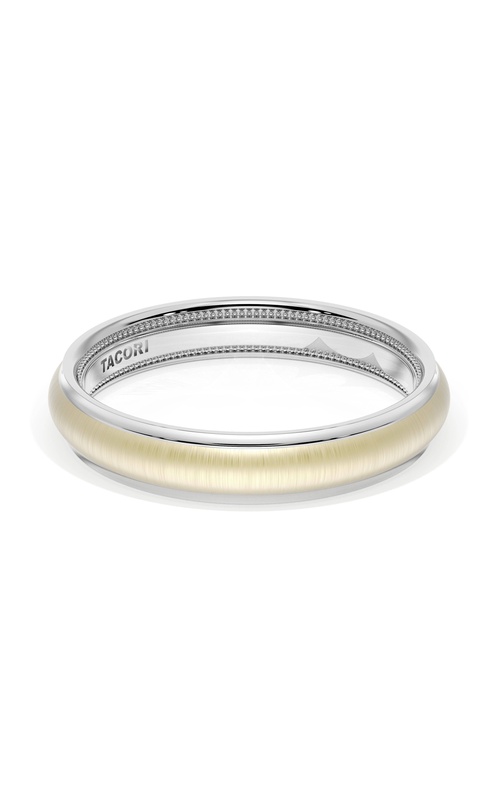 Rounded Satin Finish Wedding Band in 18kt White Gold & 18kt Yellow Gold