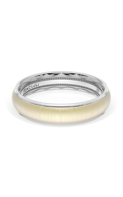 Rounded Satin Finish Wedding Band in 18kt White Gold & 18kt Yellow Gold