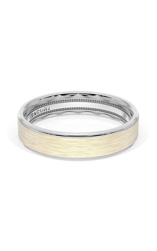 Flat Brush Finish Wedding Band in 18kt White Gold & 18kt Yellow Gold