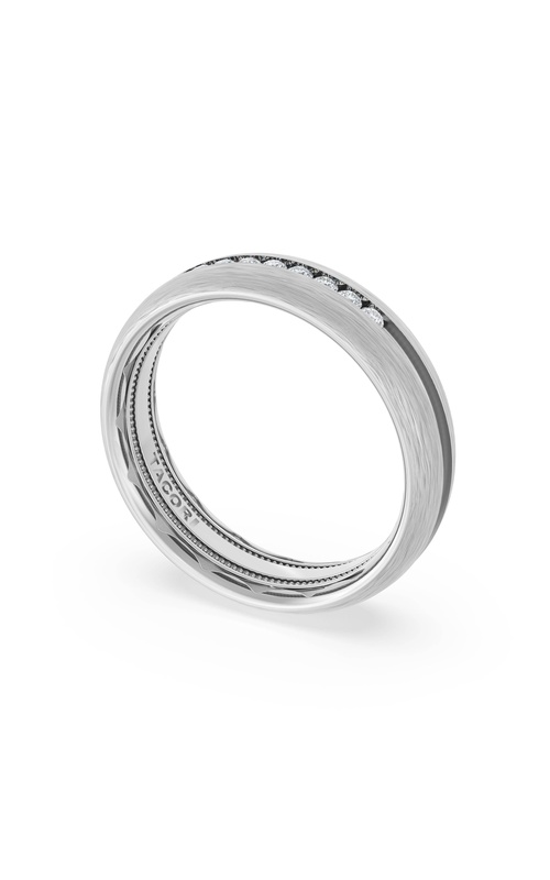 Rounded Brush Finish Diamond Wedding Band in 18kt White Gold