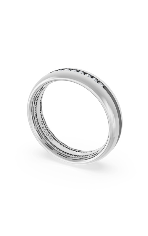 Rounded High Polish Finish Black Diamond Wedding Band in 18kt White Gold