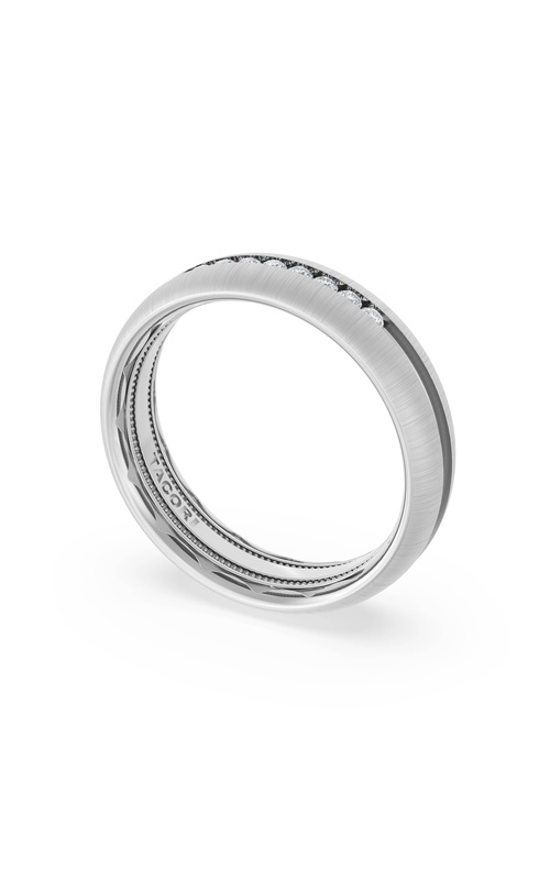 Rounded Satin Finish Black Diamond Wedding Band in 18kt White Gold