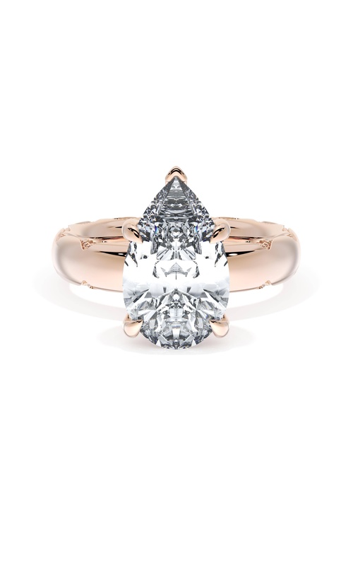 Pear Solitaire Cigar Band Engagement Ring
