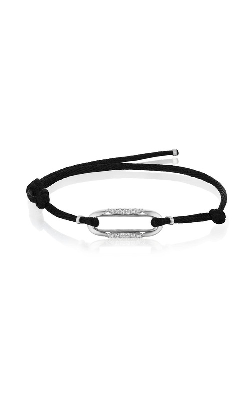 Link Bracelet with Diamonds on Black Cord