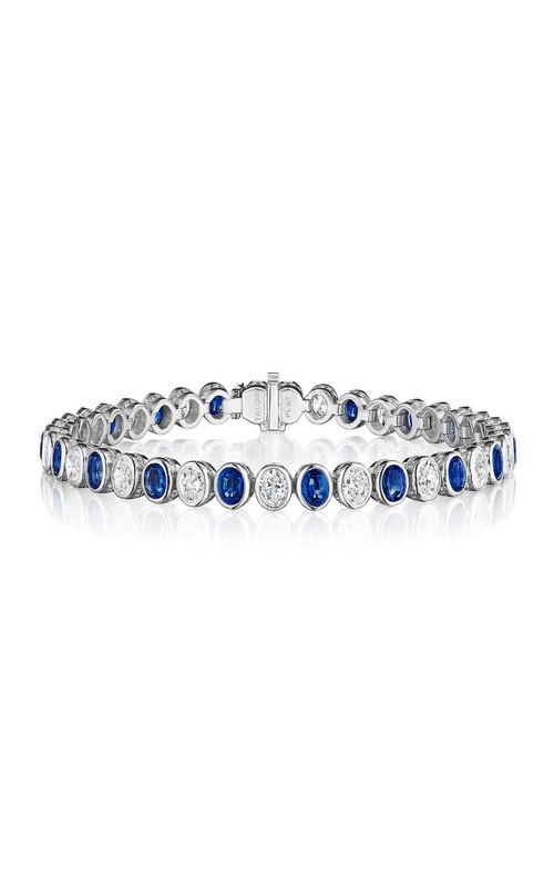 Bezel-Set Sapphire & Diamond Tennis Bracelet in Platinum