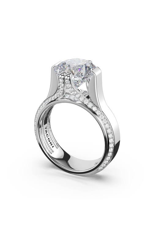 Round Wide Band Solitaire Engagement Ring in Platinum