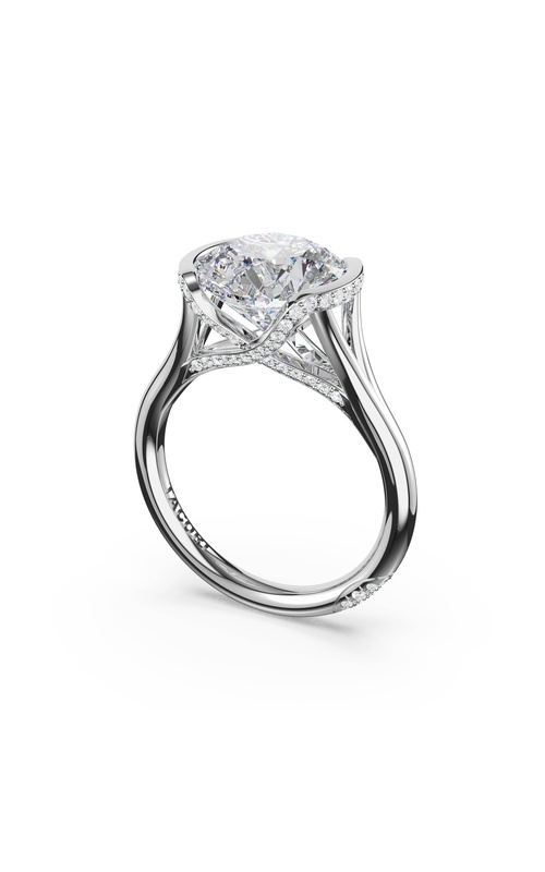 Round East-West Semi Bezel Solitaire Engagement Ring in Platinum