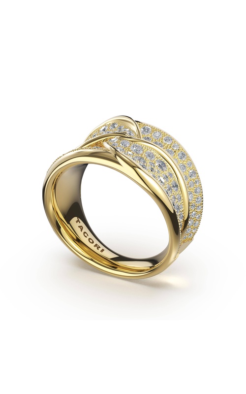 Sculpted Double-Petal Pavé-Intense Band in Yellow Gold