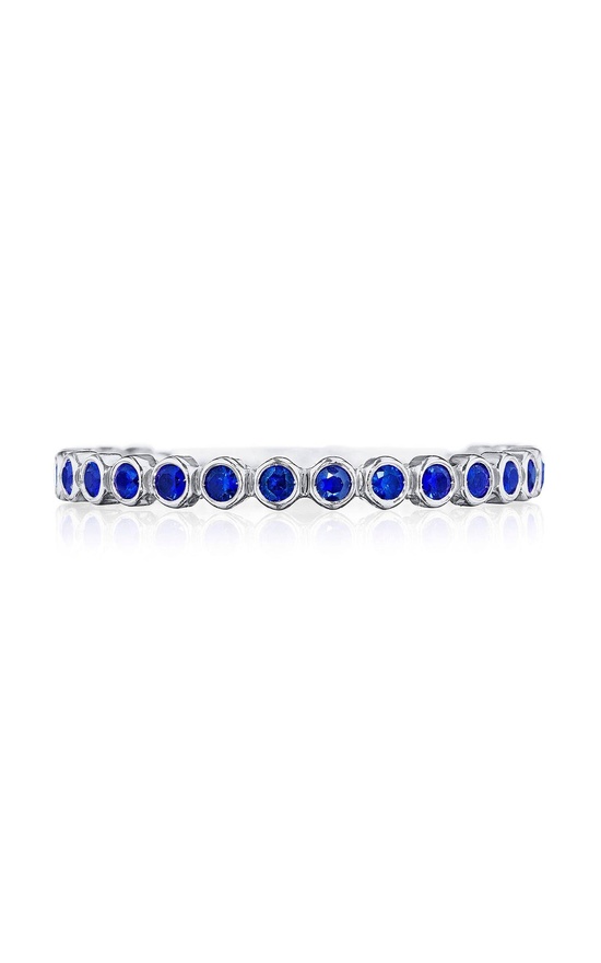Round Bezel Droplet Wedding Band with Sapphire