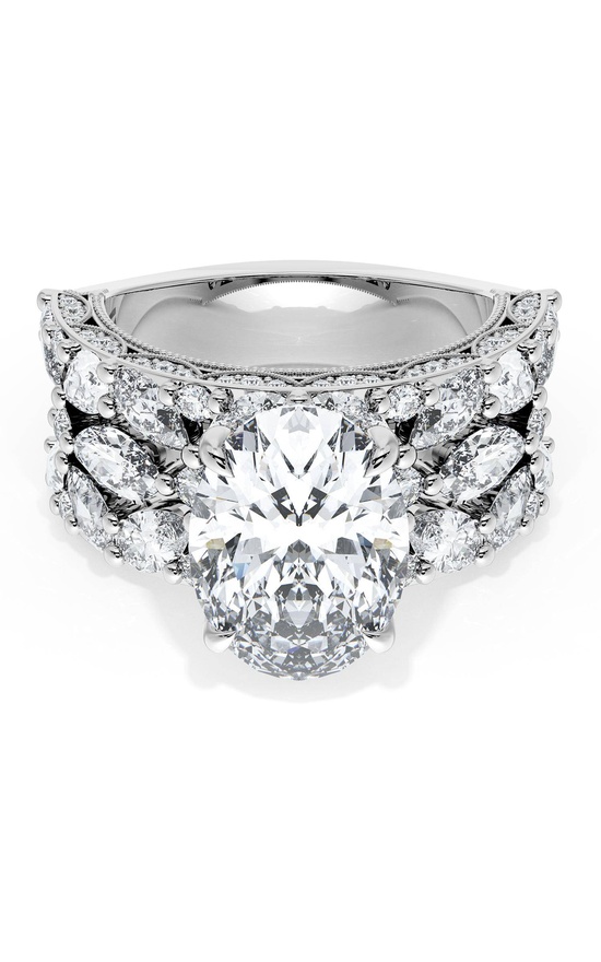 Oval Solitaire Engagement Ring w/ Marquise & Pear Band