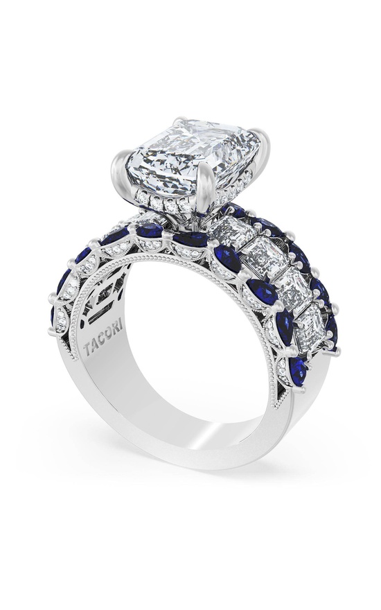 Emerald Solitaire Engagement Ring w/ Emerald & Pear Band