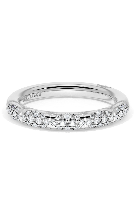 French Pavé Diamond Wedding Band, 3mm