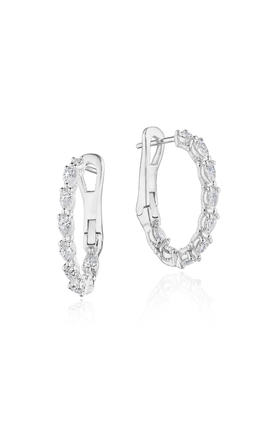 Pear Diamond Hoop Earrings in 18kt White Gold