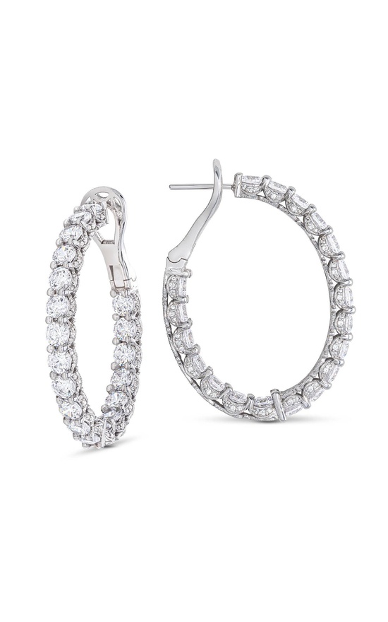 Round Cut Oval Diamond Hoop Earrings