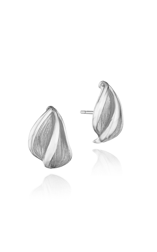 Double Petal Huggie Earrings in 18kt White Gold Double Petal Huggie Earrings in 18kt White Gold