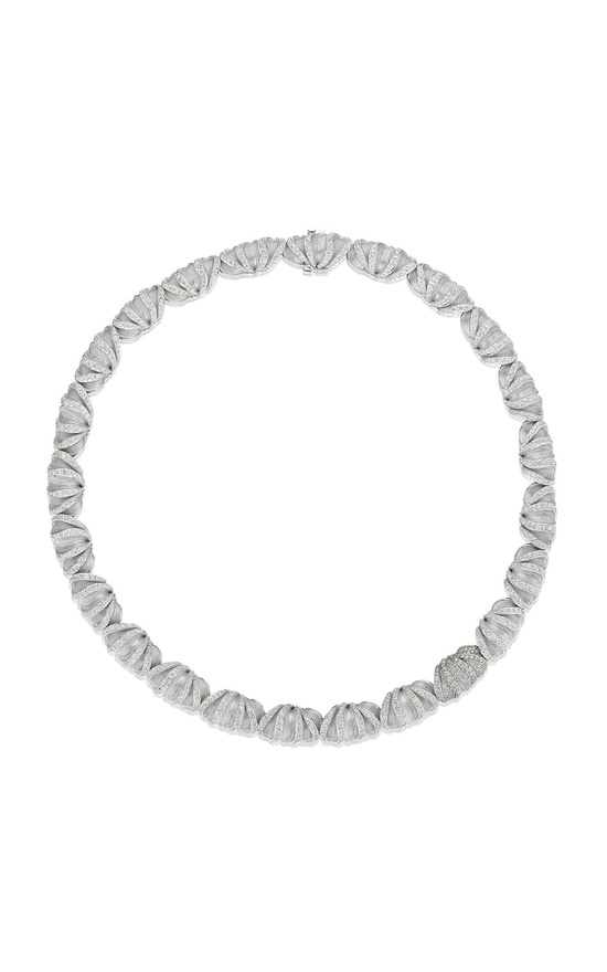 Multi Petal Diamond Necklace in 18kt White Gold