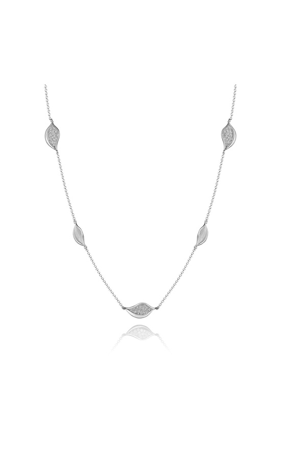 Petal Diamond Pavé Station 18 Necklace in 18kt White Gold