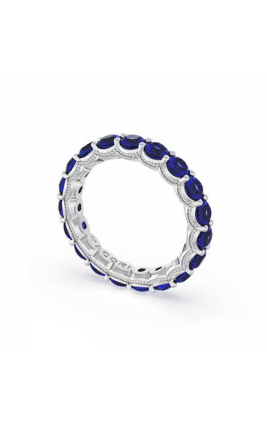 Round Cut Blue Sapphire Eternity Band in 18kt White Gold