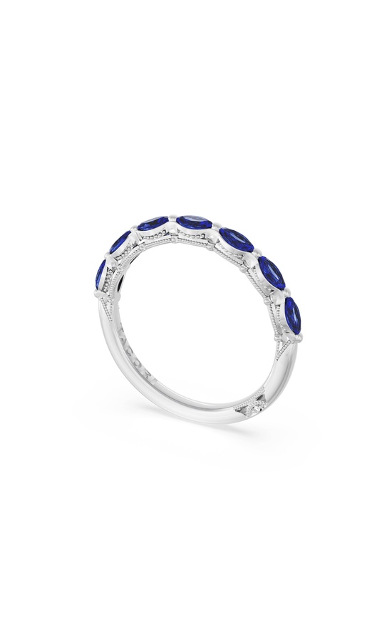Blue Sapphire Eternity Band in 18kt White Gold